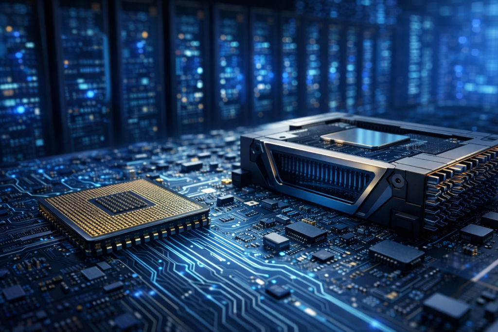 processadores CPU e GPU usados em computação moderna e inteligência artificial