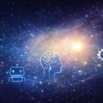 Ilustração conceitual representando a transformação do trabalho pela inteligência artificial e o impacto crescente da IA em atividades intelectuais.